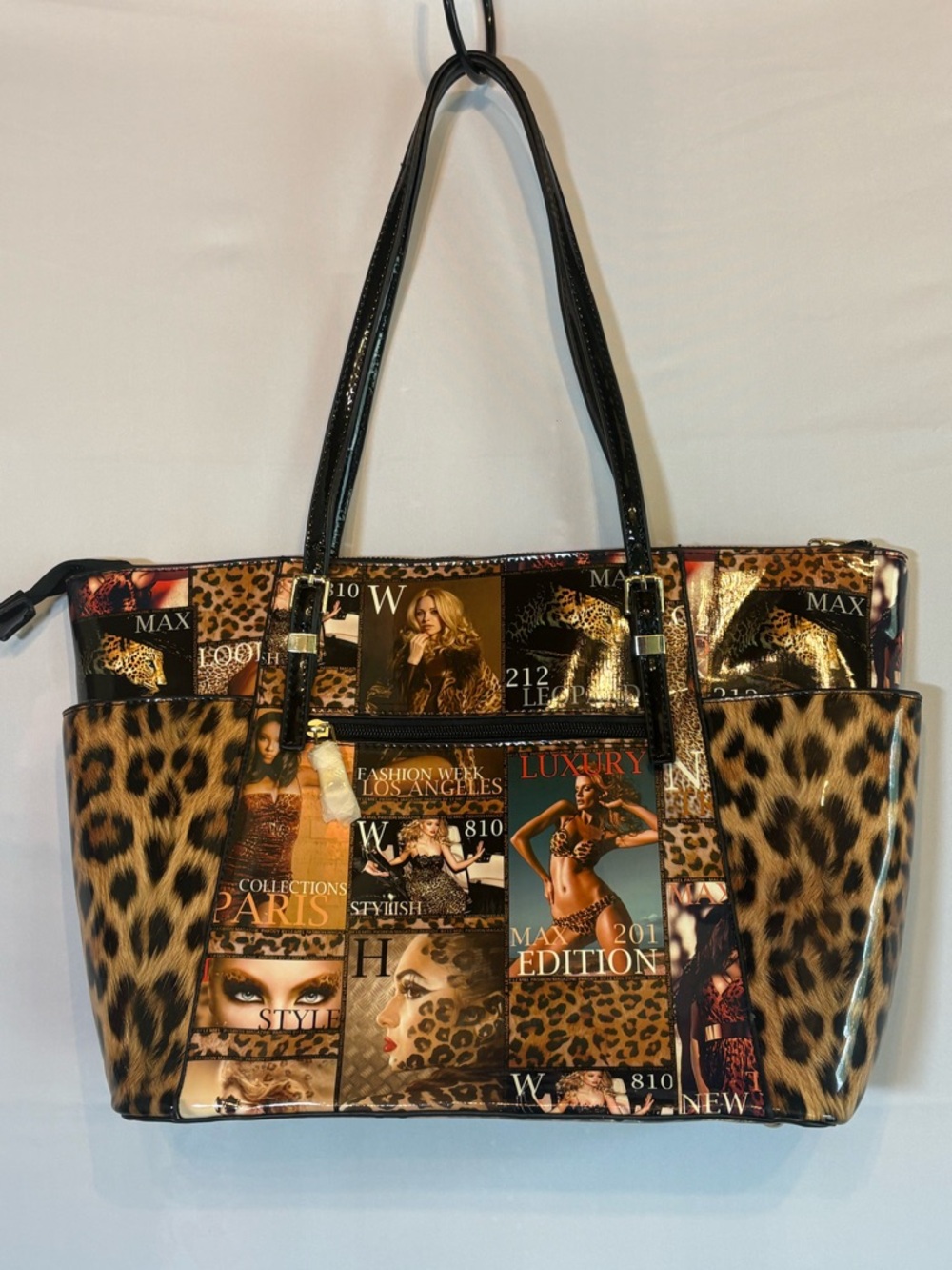 Boutique Handbag with Fashion Magazine Covers and Leopard Print
